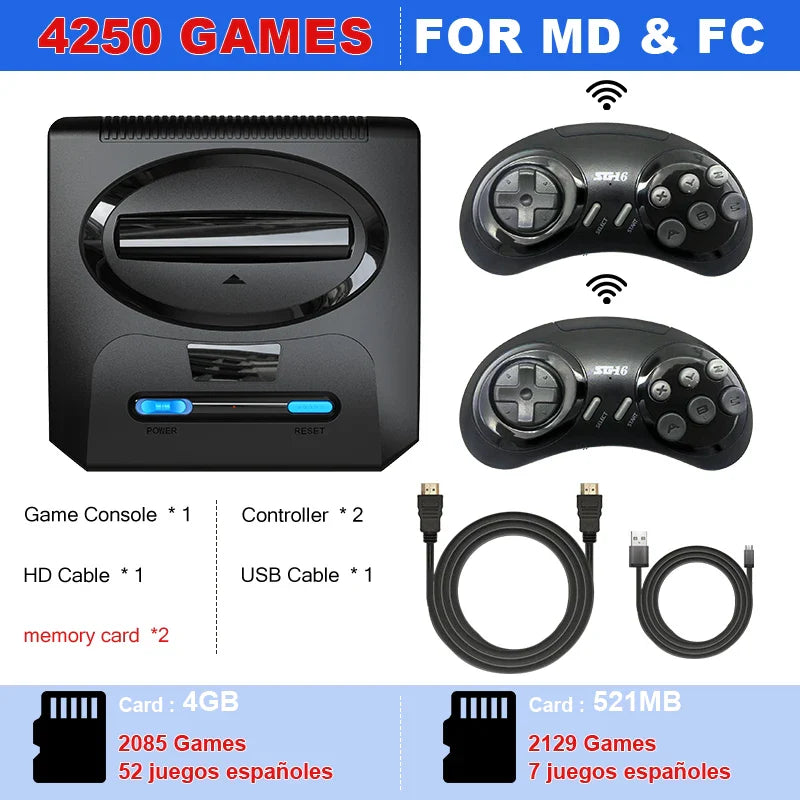 16-Bit Retro Sega MD Game Console – HDMI Output for Sega Mega Drive, Genesis & Dendy Classic Video Game System