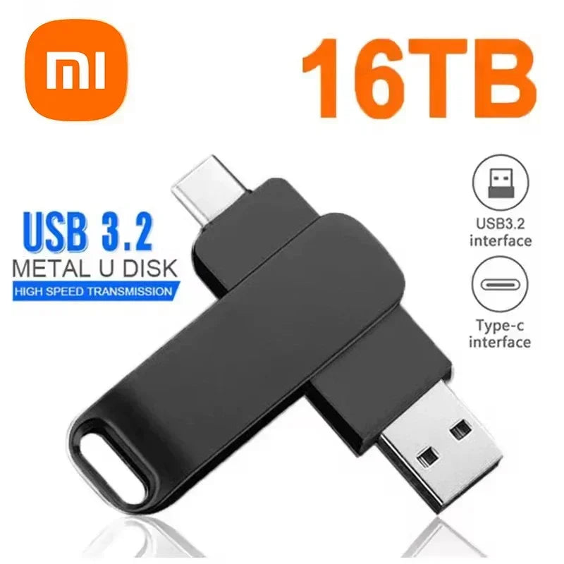 Xiaomi USB 3.2 16TB Flash Drive — High-Speed Metal Pendrive, Waterproof Portable Memory Stick