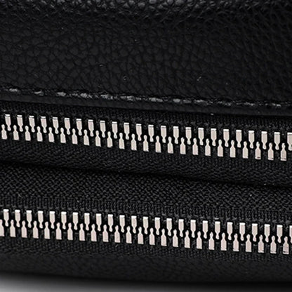 Women's Rivet Zipper Crossbody Bag – Solid Color Soft Leather Mobile Phone Shoulder Purse