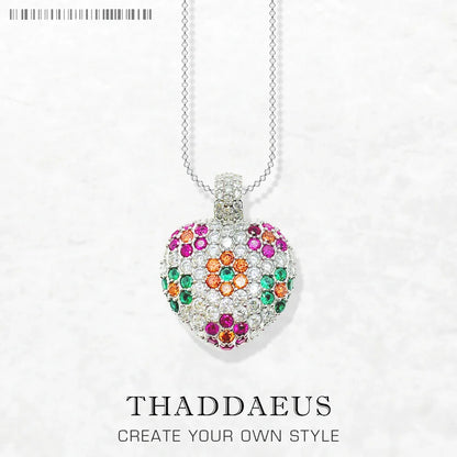 925 Sterling Silver Heart Necklace — Colorful Flower Romantic Summer Jewelry for Women