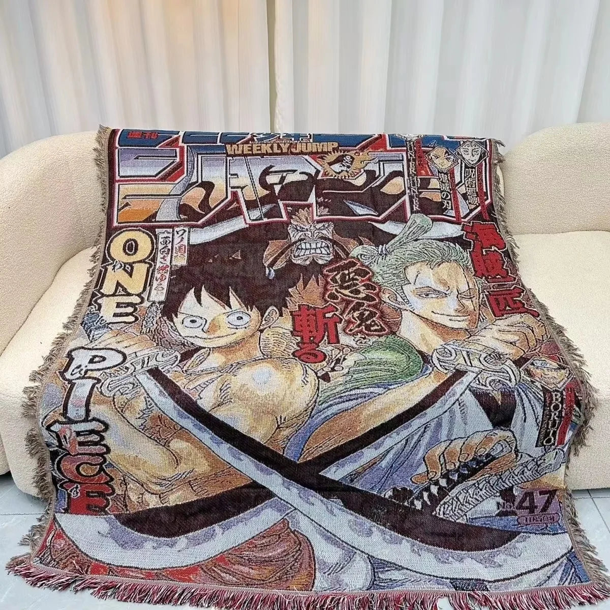 Anime Dragon Ball & One Piece Cotton Blanket – Decorative Sofa & Bed Throw