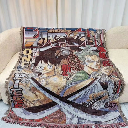 Anime Dragon Ball & One Piece Cotton Blanket – Decorative Sofa & Bed Throw