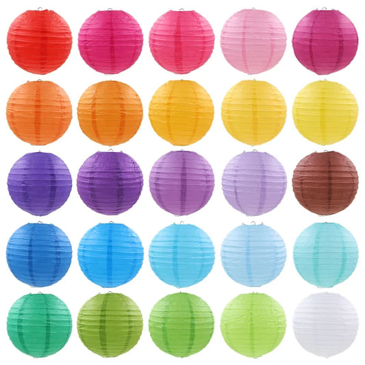 Round Paper Lanterns for Birthday Wedding Party Decor, DIY Hanging Lampion Balls, 4/6/8/10/12/14/16 Inch Craft Supplies