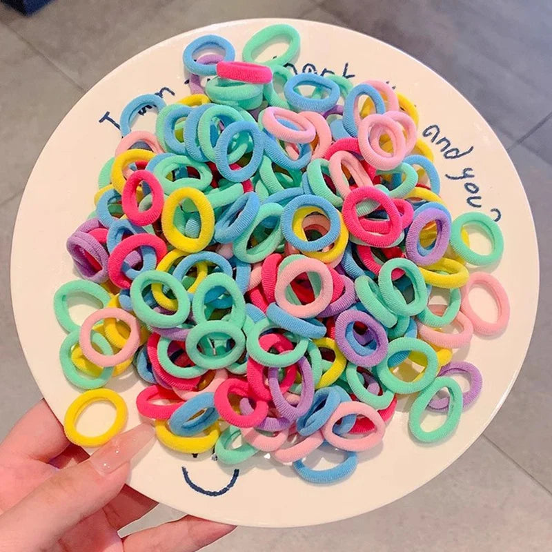 100/200PCS Colorful Nylon Elastic Hair Bands – Small Ponytail Holders for Women & Girls Hair Accessories