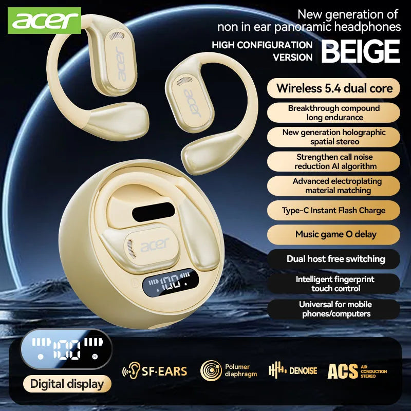Acer OHR510 Wireless Bluetooth Headphones – Open-Ear Sports Earphones for Running, Fitness, Mobile, Tablet & Laptop Multi-Device Compatibility