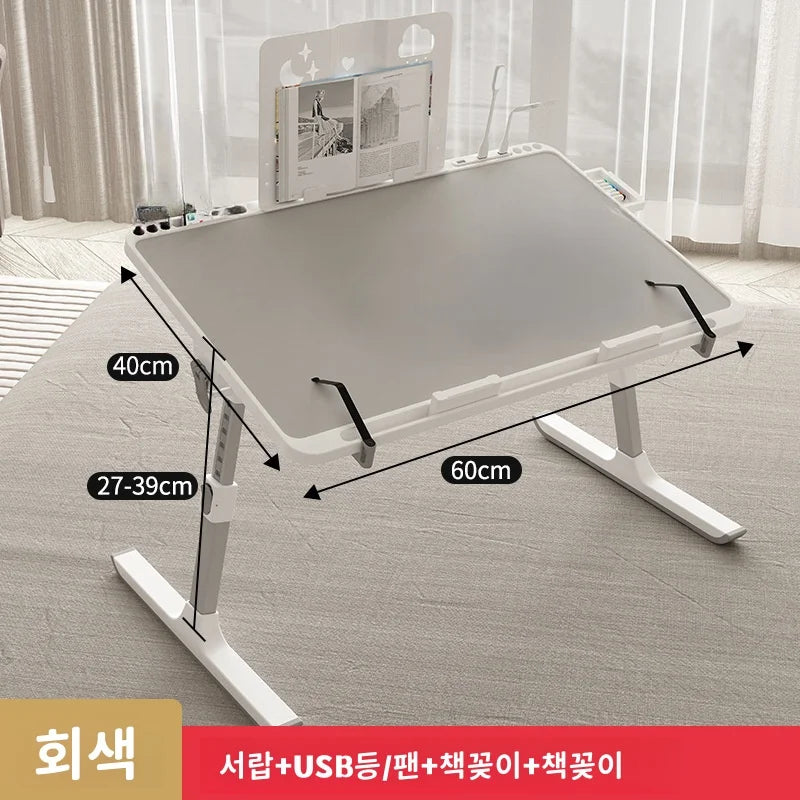 Adjustable Laptop Bed Tray Table – Portable Foldable Standing Desk with Storage Drawer for Sofa & Lap Use