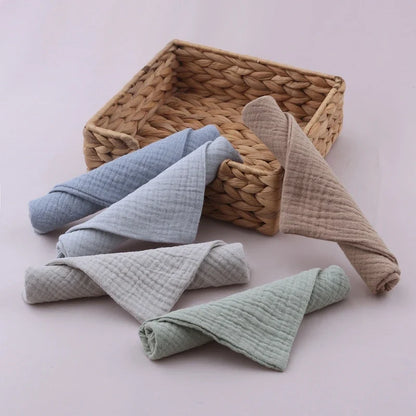 5PCS Baby Cotton Gauze Towels - Soft Absorbent Face Cloths for Bathing, Feeding & Daily Care