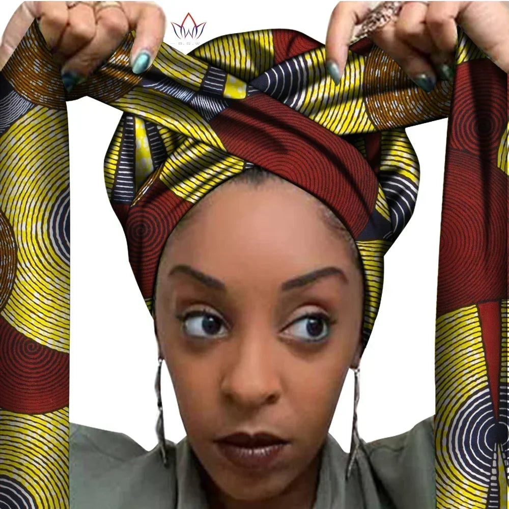 African Print Bonnet with Long Ribbon - Large Size Ankara Hair Wrap Cap for Women, Single Layer Head Cover