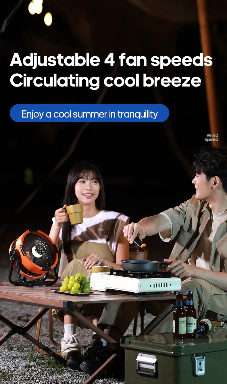 New 6-in-1 Multifunctional Desktop & Camping Fan — 20000mAh Outdoor Air Circulator with 4-Speed Wireless Tent & Ceiling Fan