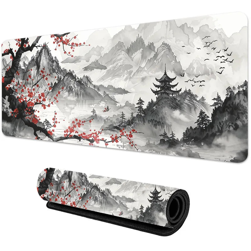 Sakura Scenery Large Anti-Slip Rubber Gaming Mouse Pad – Durable Thick Seam Edge Desk Mat for Office & Gaming