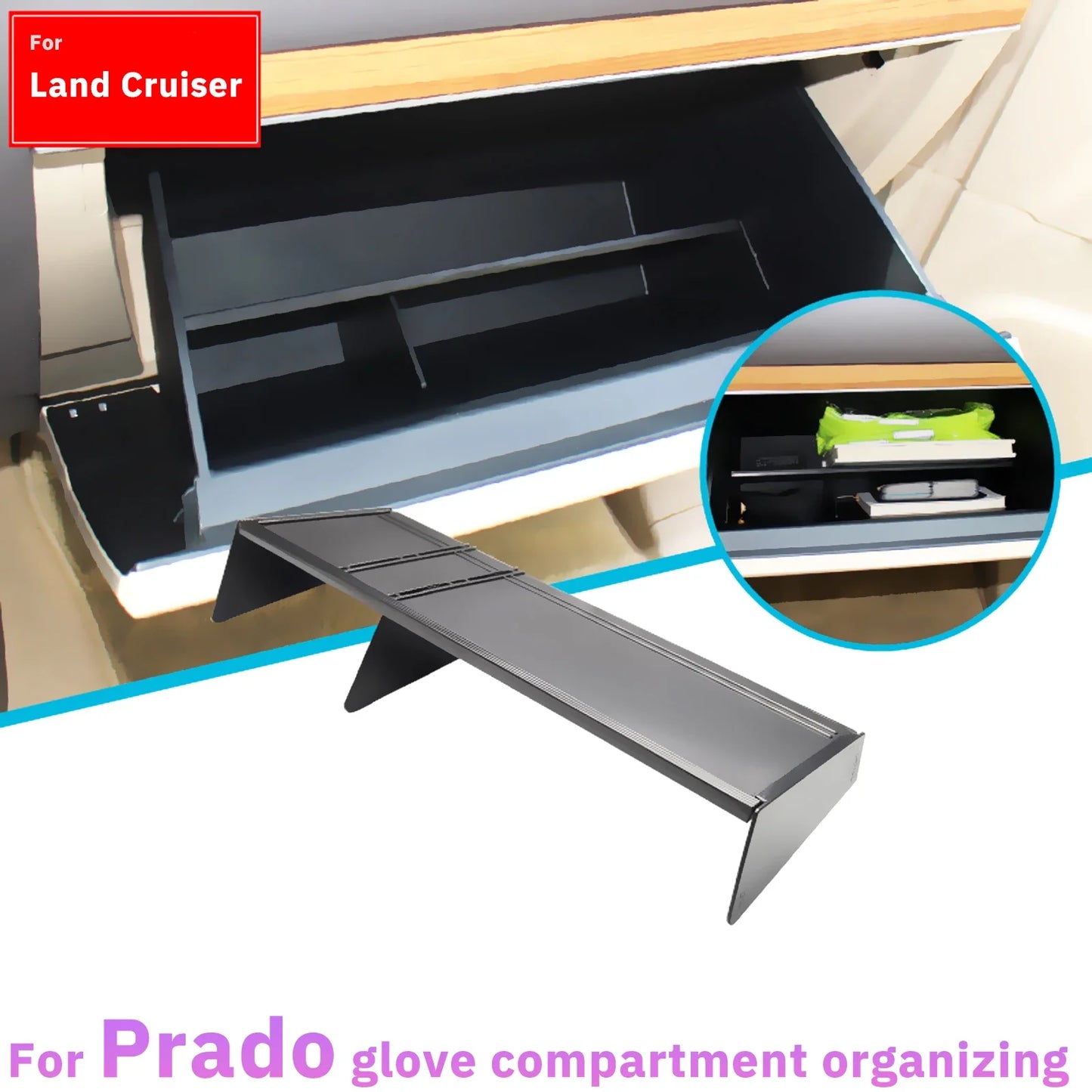 Toyota Land Cruiser Prado LC150 Glove Box Organizer - Storage Divider Tray for 2010-2018 Models