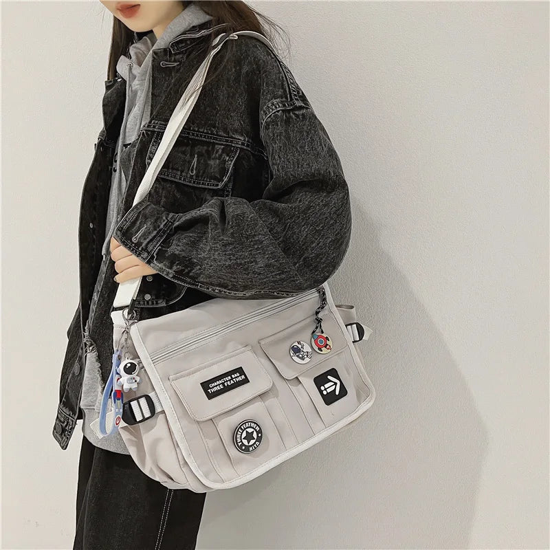 Harajuku Nylon Crossbody Messenger Bag – Unisex School Shoulder Bag for Students & Everyday Use
