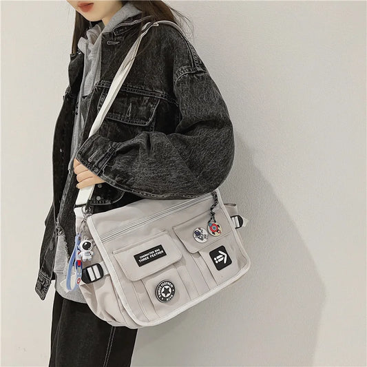 Harajuku Nylon Crossbody Messenger Bag – Unisex School Shoulder Bag for Students & Everyday Use