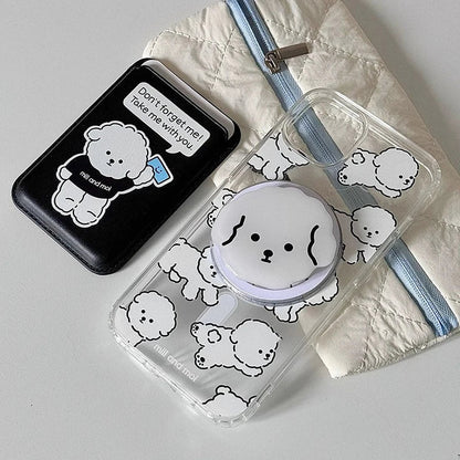 Cute Dog Cartoon Magnetic Phone Card Holder – Back Case Wallet for iPhone 15/14 with MagSafe Slot for ID & Bank Cards