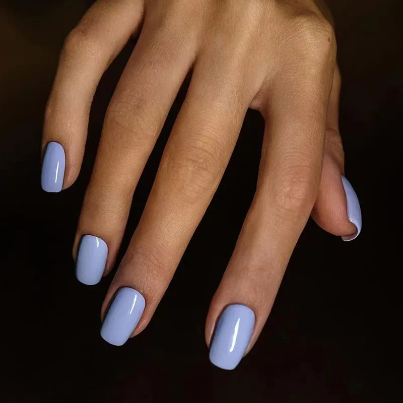Solid Color Press-On False Nails Set – Square Shape Wearable Nail Art Tips with Glue, Fashion Manicure Accessories (Wholesale)