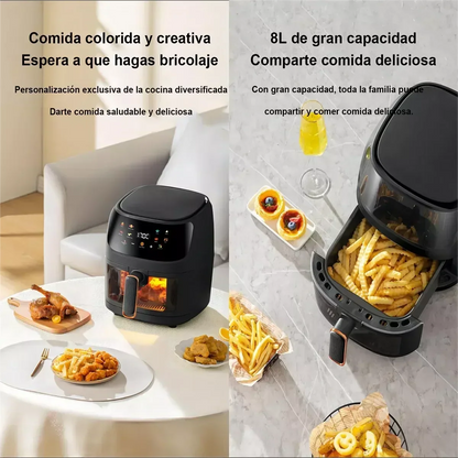 1400W 8L Air Fryer – Oil-Free Programmable Smart LED Touch AirFryer, Thermal Cycle Oven for French Fries & Chicken