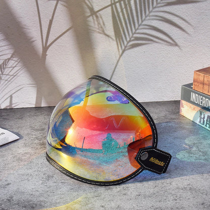 Universal Motorcycle Helmet Sun Visor – Anti-UV Windproof Bubble Lens for Open Face 3/4 Helmets