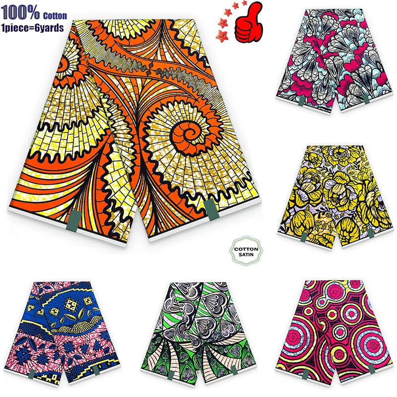 African Real Wax Fabric - High Quality 100% Cotton Ankara Pagne for Women’s Dresses