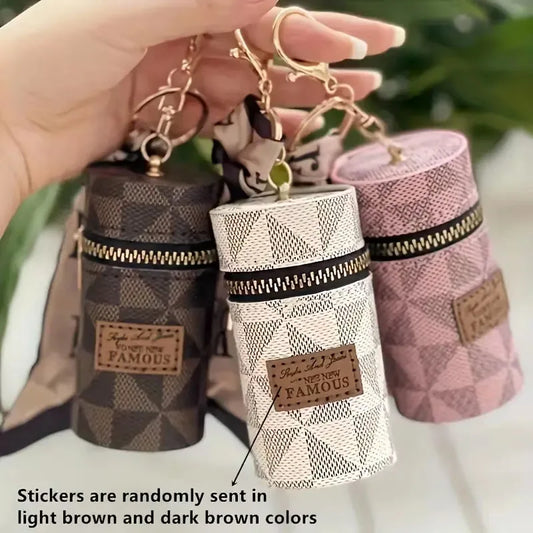 Mini Retro Coin Purse - Vintage Floral Leather Zipper Pouch with Scarf Detail for Coins, Lipstick & Small Essentials