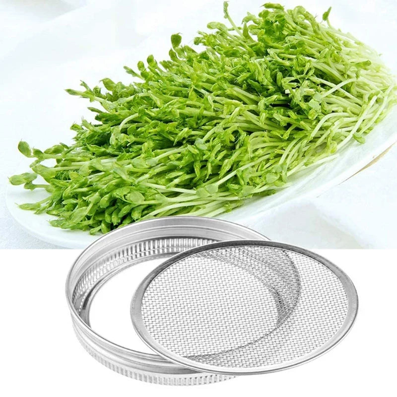 Seed Sprouting Kit - Mason Jar Germination Lids with Stainless Steel Strainer Screen & Sprouter Stand for Fresh Sprouts
