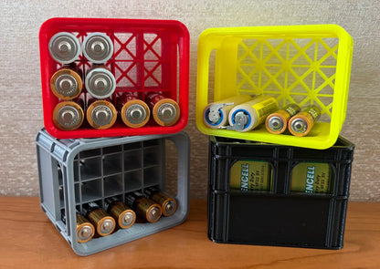 3D Printed DIY Battery Storage Box – Stackable Beer Crate for AA, AAA, and 9V Batteries Organizer