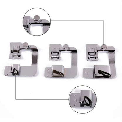 Sewing Machine Rolled Hem Presser Foot - 9mm 13mm 19mm 25mm Multi-Size Sewing Accessory