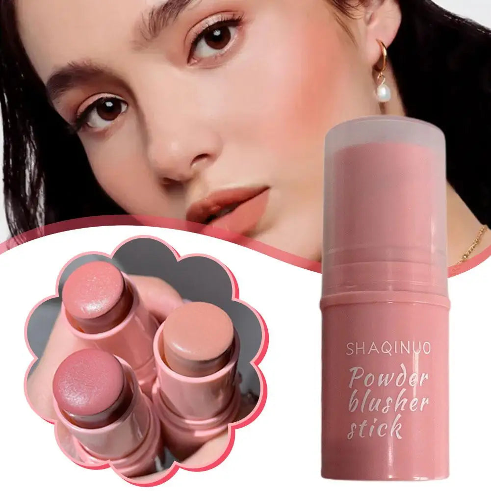 3-in-1 Monochrome Blusher Stick - Cheek & Lip Tinted, Durable Matte Rouge Powder for Natural Contour & Makeup Cosmetics