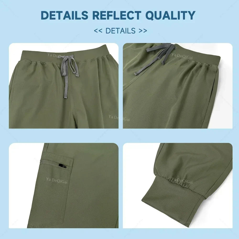 Women's Stretch Scrub Set - Nursing Uniform Top & Jogger Pants for Medical Work