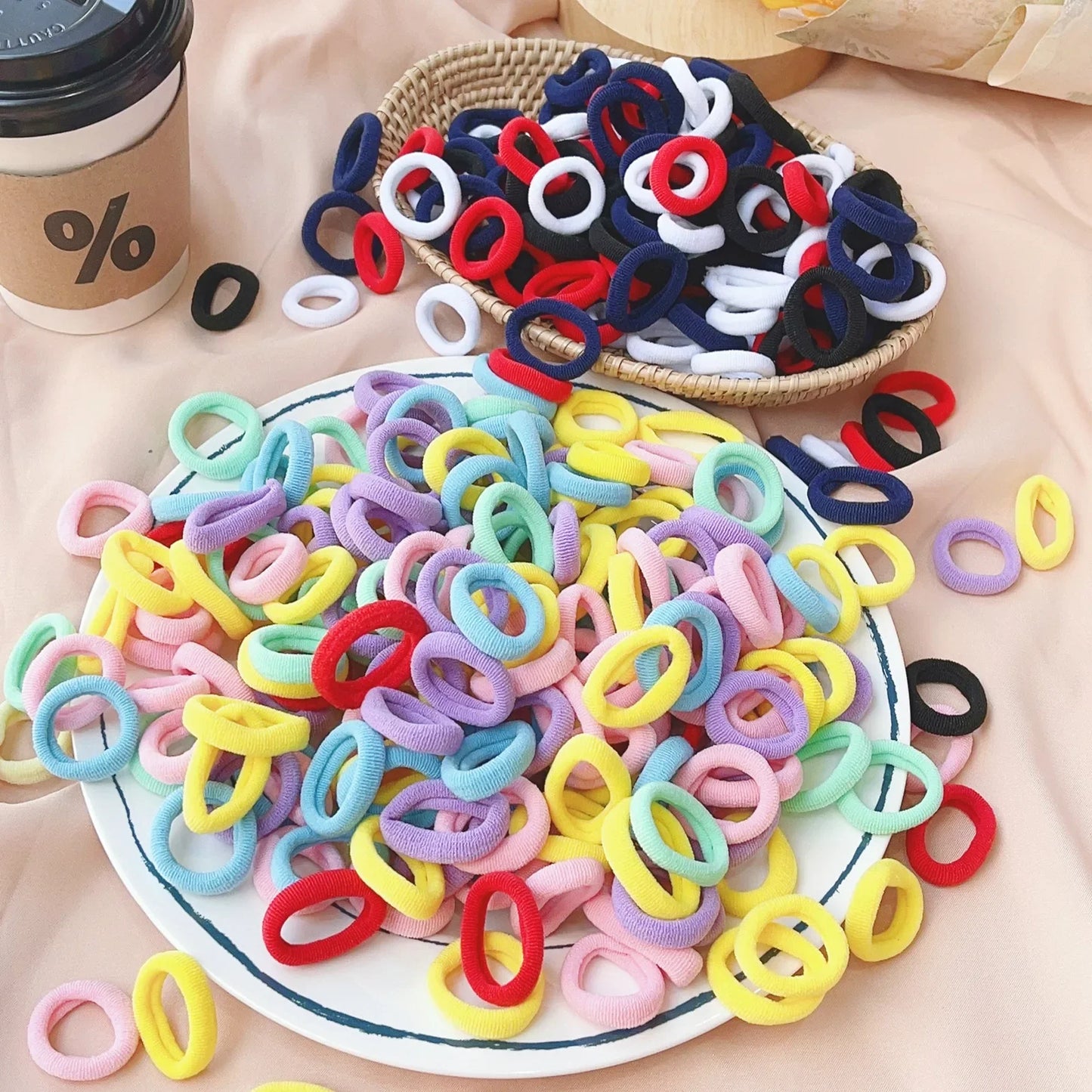 20/50PCS Kids Elastic Hair Bands – Girls Sweets Scrunchie Rubber Bands for Children Hair Ties & Headbands