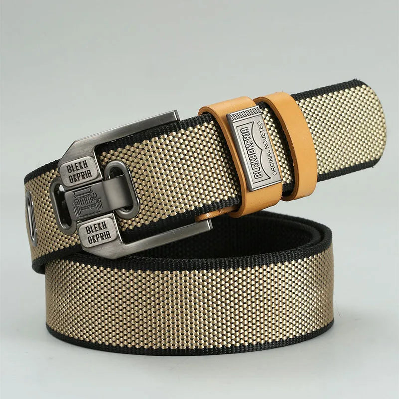Men’s Canvas Pin Buckle Belt — Casual Retro Waistband Overalls Fashion Webbing Belt, High-Quality c032