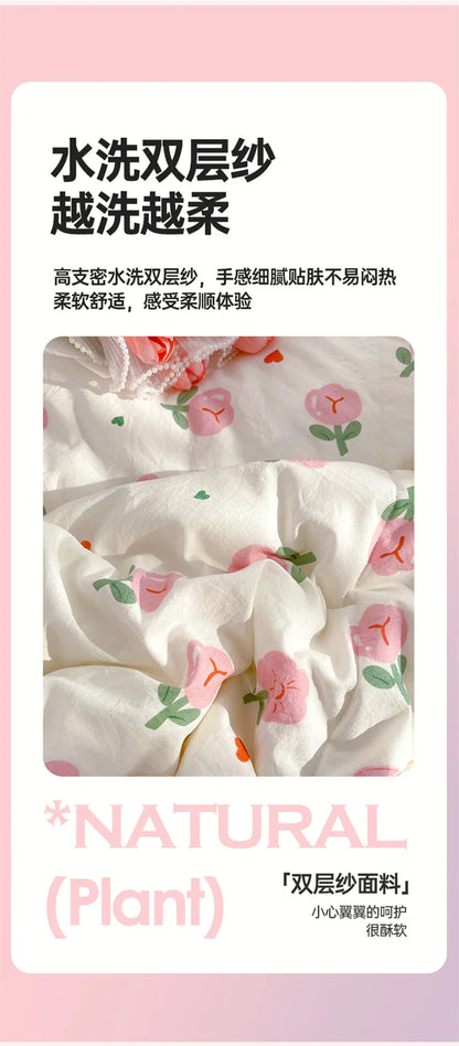 Washed Double Gauze Quilt – Lightweight Summer Comforter with Soya Fibre Filling, Soft & Breathable for Queen Size