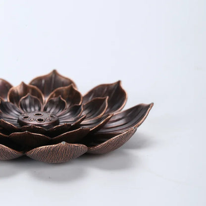 Alloy Incense Burner Stick Holder - Lotus Line Design for Buddhism, Sandalwood Coil Base - Ideal for Temples, Yoga Studios, and Home Decoration