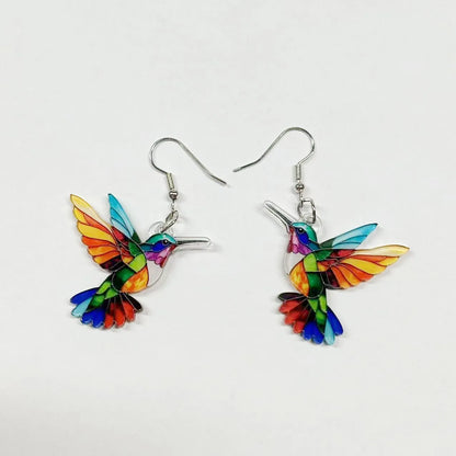 2024 Trendy Colorful Bird Acrylic Earrings – Retro Fashion Jewelry for Women