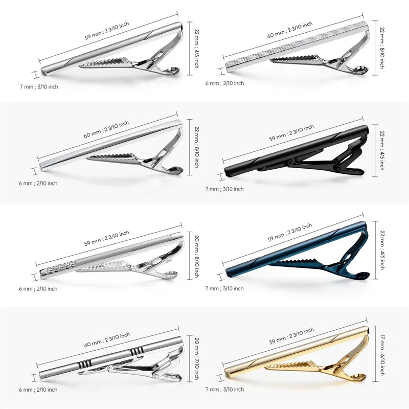 Men's Tie Clip & Cufflink Set - 7/8/10 Piece Luxury Gift Box Jewelry for Weddings & Formal Wear