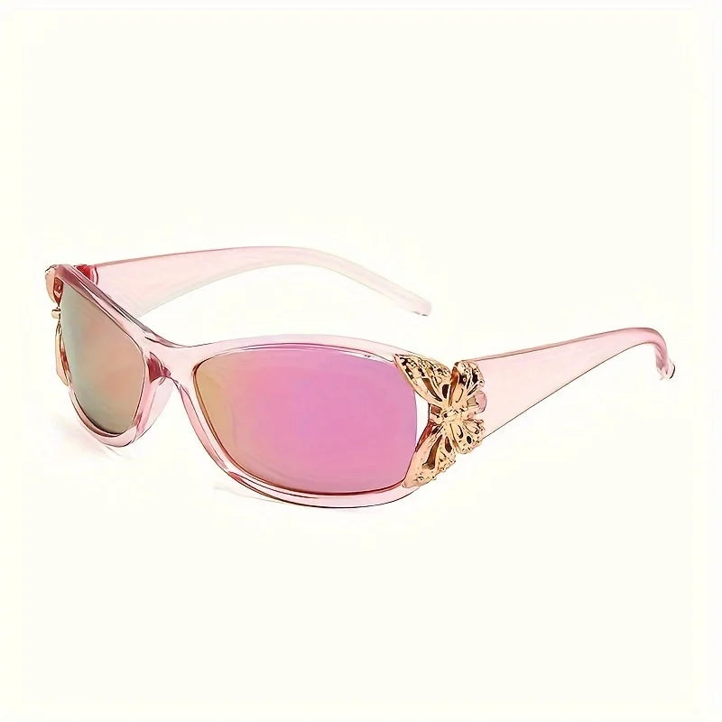 2026 Butterfly Fashion Sunglasses - Retro Wraparound Composite Frame Shades for Women Driving Beach and Party Style