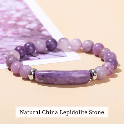 JD Natural Stone Tiger Eye & Amethyst Rectangle Bar Charm Bracelet – Healing Crystal Rough Chakra Jewelry for Men & Women Elastic Wrist Band
