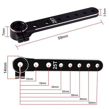 9IMOD 25T Servo Horn - 59mm Metal 25 Tooth Steering Arm Rocker for RC Fixed Wing Aircraft Parts