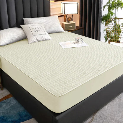Waterproof Mattress Protector - Soft Breathable Fitted Bed Cover with Washable Printed Bedding Protection
