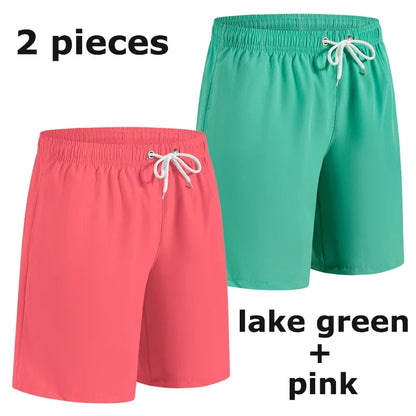Men’s Quick Dry Swim Trunks – Summer Beach Board Shorts with Side Pockets Mesh Lined Swimwear Bathing Suit