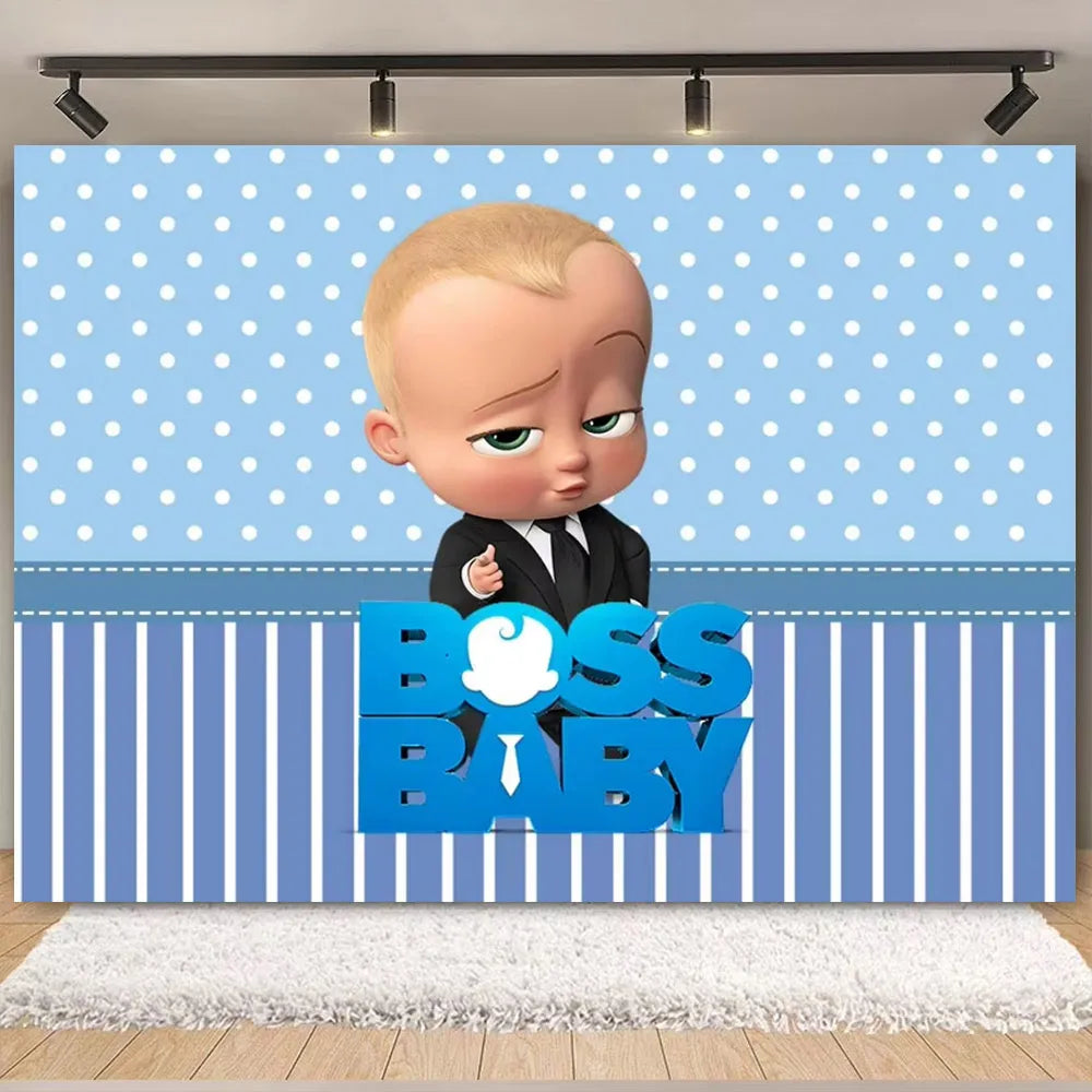 Cartoon Boss Baby Birthday Party Set - Disposable Tableware, Backdrop & Balloons for Kids Baby Shower Decor