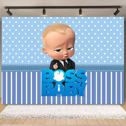 Cartoon Boss Baby Birthday Party Set - Disposable Tableware, Backdrop & Balloons for Kids Baby Shower Decor