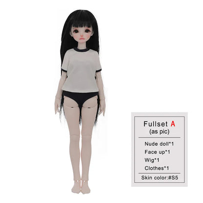Shuga Fairy Mirai 1/5 BJD Doll with Ruoguan Body, Long Black Hair, Juvenile Features, Resin Joint Doll for Collectors