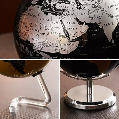 Rotating World Globe with Metal Base – Educational Geography Globe for Children, Classroom Learning Stand