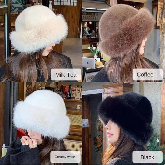 Mongolian Hat for Women – Cotton, Warm, Eye-Catching, Versatile Ear Protection, Water-Resistant Plush Basin Hat