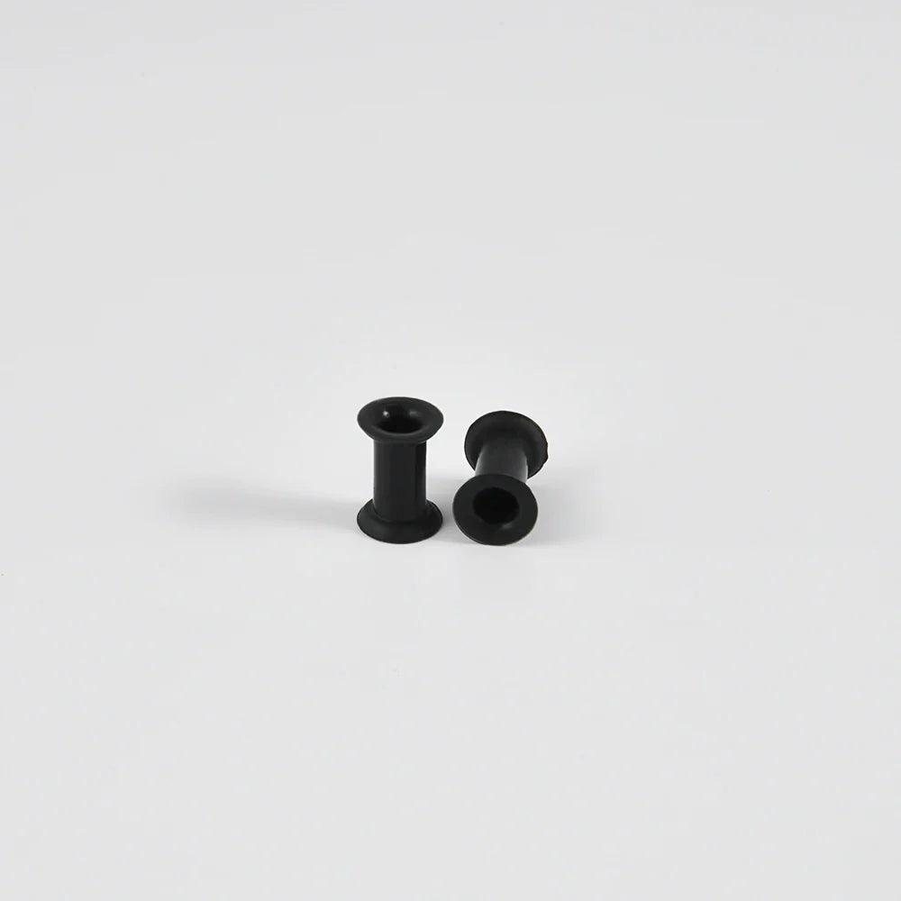 Pair of Supersize Black Silicone Double Flared Ear Tunnel Plugs — Flesh Gauge Expander Stretchers for Piercing