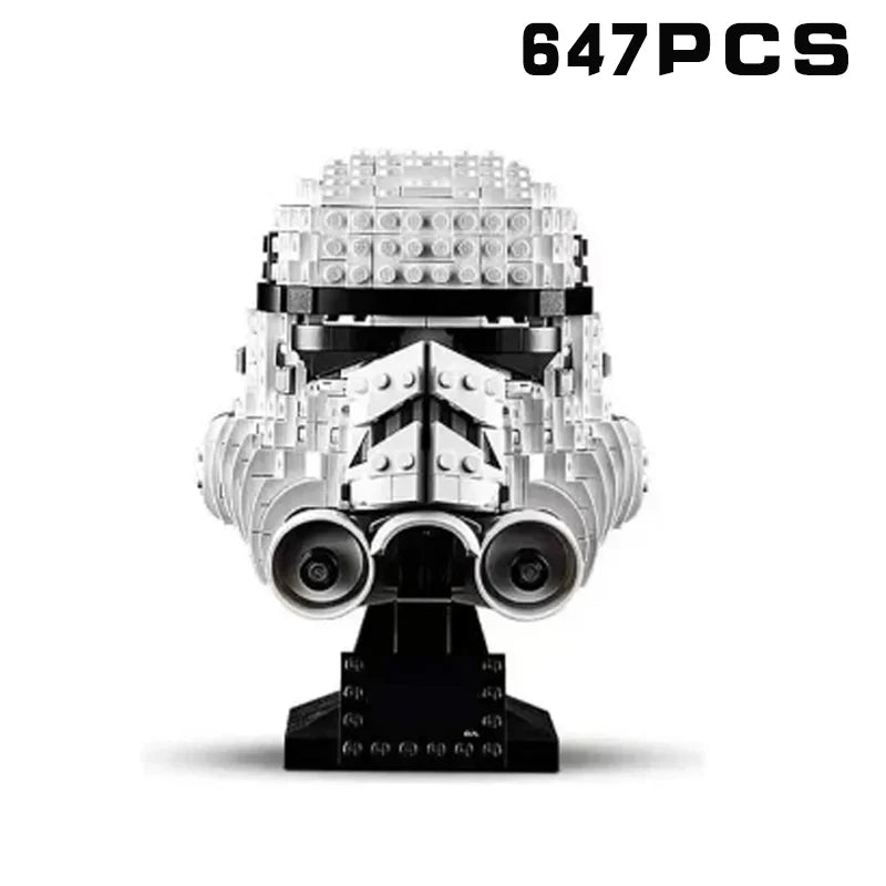 MOC Space Wars Helmet Building Blocks — Stormtrooper & Vader Fighter Model Bricks Toy, Birthday & Xmas Gift for Kids, Home Decor