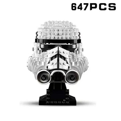 MOC Space Wars Helmet Building Blocks — Stormtrooper & Vader Fighter Model Bricks Toy, Birthday & Xmas Gift for Kids, Home Decor