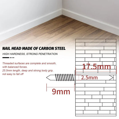 Double Head Seamless Nails – Rust-Proof Metal Skirting Fixing Nails, No-Trace Wood Wall Mounting Hardware Fasteners
