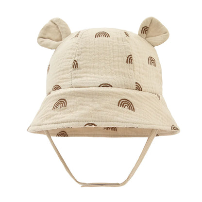 Muslin Cotton Baby Sun Hat – Soft Summer Panama Bucket Cap for Infants (3–12M) | Breathable Kids Sun Protection Hat for Boys & Girls
