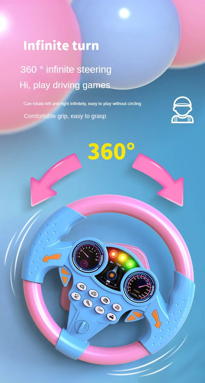 Infant Simulation Steering Wheel Toy – Early Education Copilot Vocal Toy for Kids & Strollers